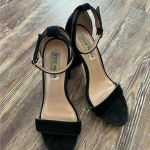Steve Madden Suede Black Ankle Strap Heels